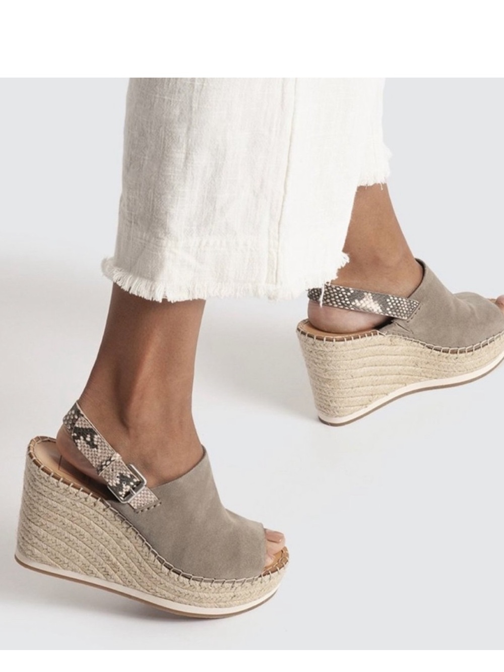 Dolce Vita Shoes DV Espadrille Shan Suede Wedge Slingback Snakeskin, Size 7.5